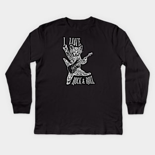 I love rock and roll and cats playing guitars you rock ASL Kids Long Sleeve T-Shirt